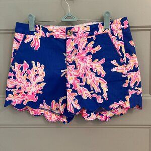 Lilly Pulitzer Buttercup shorts royal blue with pink orange coral size 2